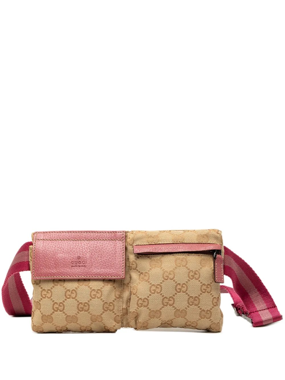 2000-2015 GG Canvas Web Double Pocket belt bag