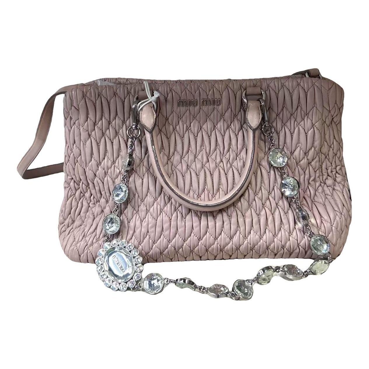 Miu Crystal leather handbag