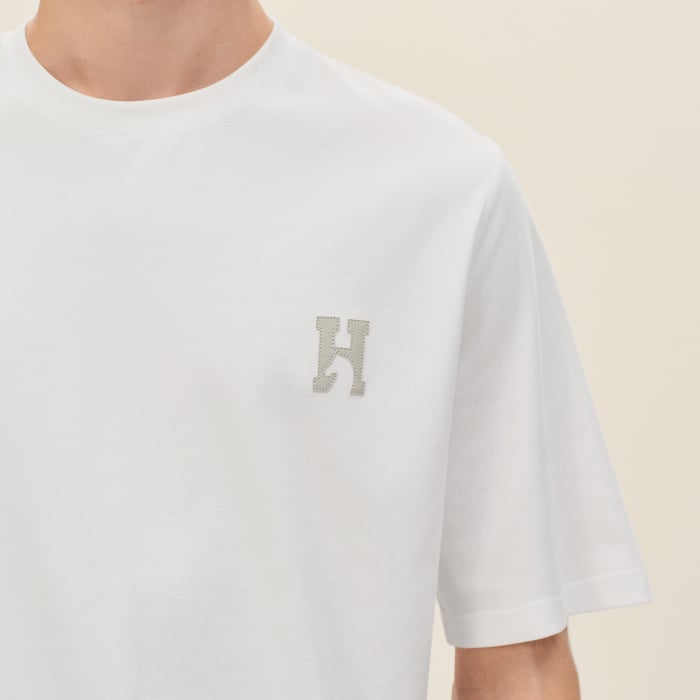 Blanc "H'Cheval" T-shirt With Leather Detail