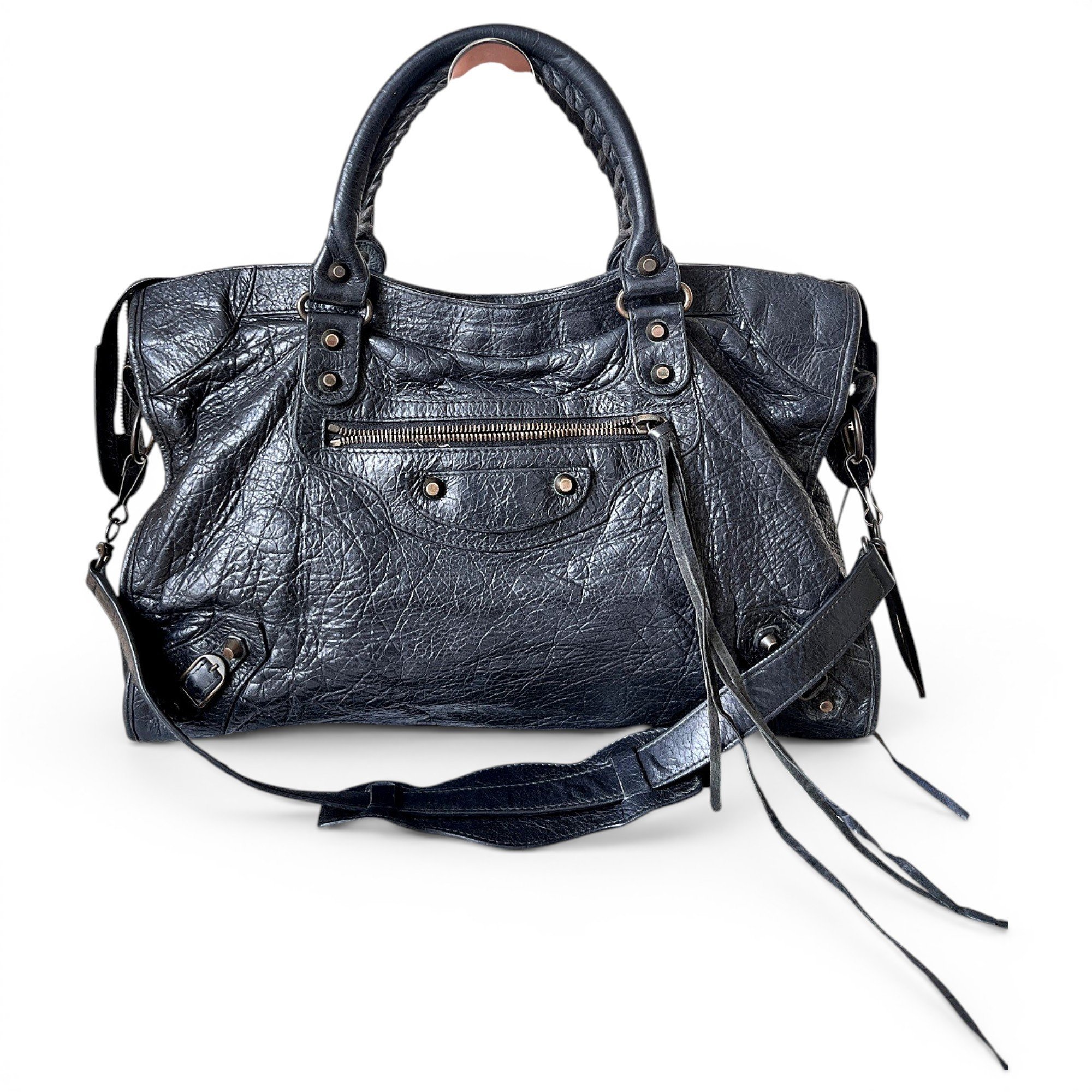City leather handbag