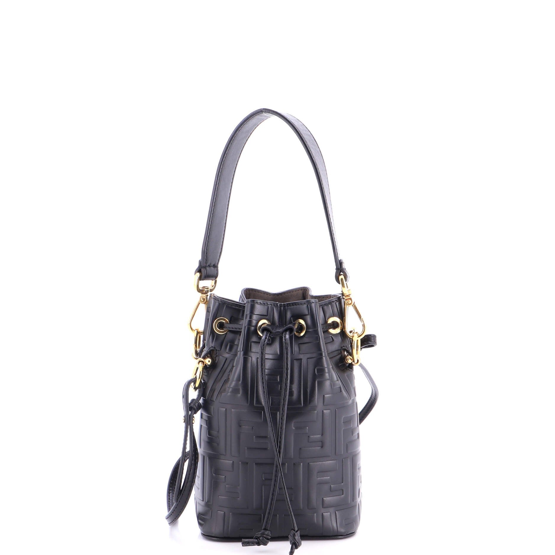 Mon Tresor Bucket Bag Zucca Embossed Leather Mini
