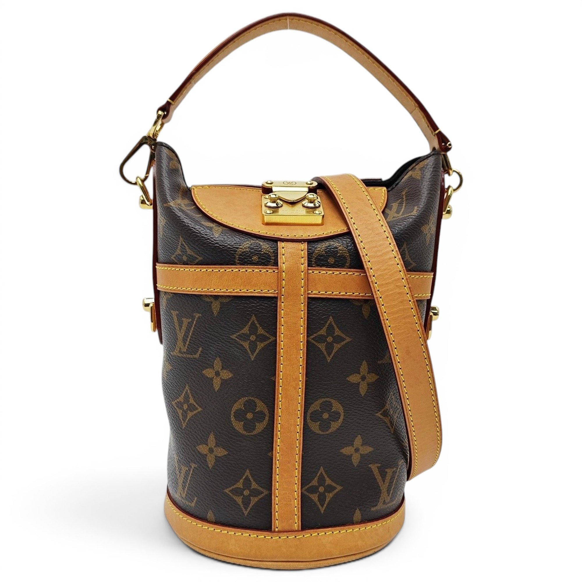 Duffle leather handbag