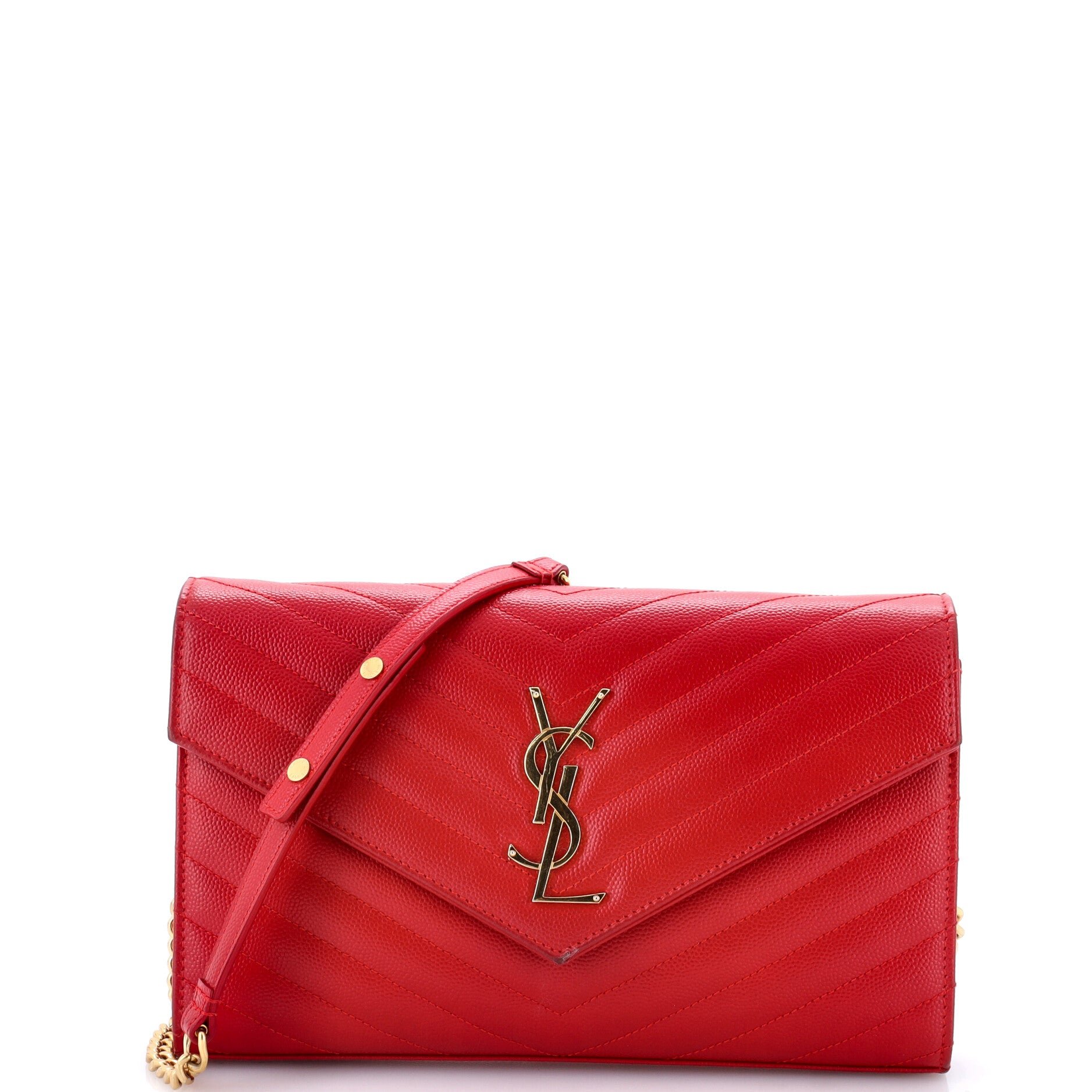 Classic Monogram Wallet on Chain Matelasse Chevron Leather Medium