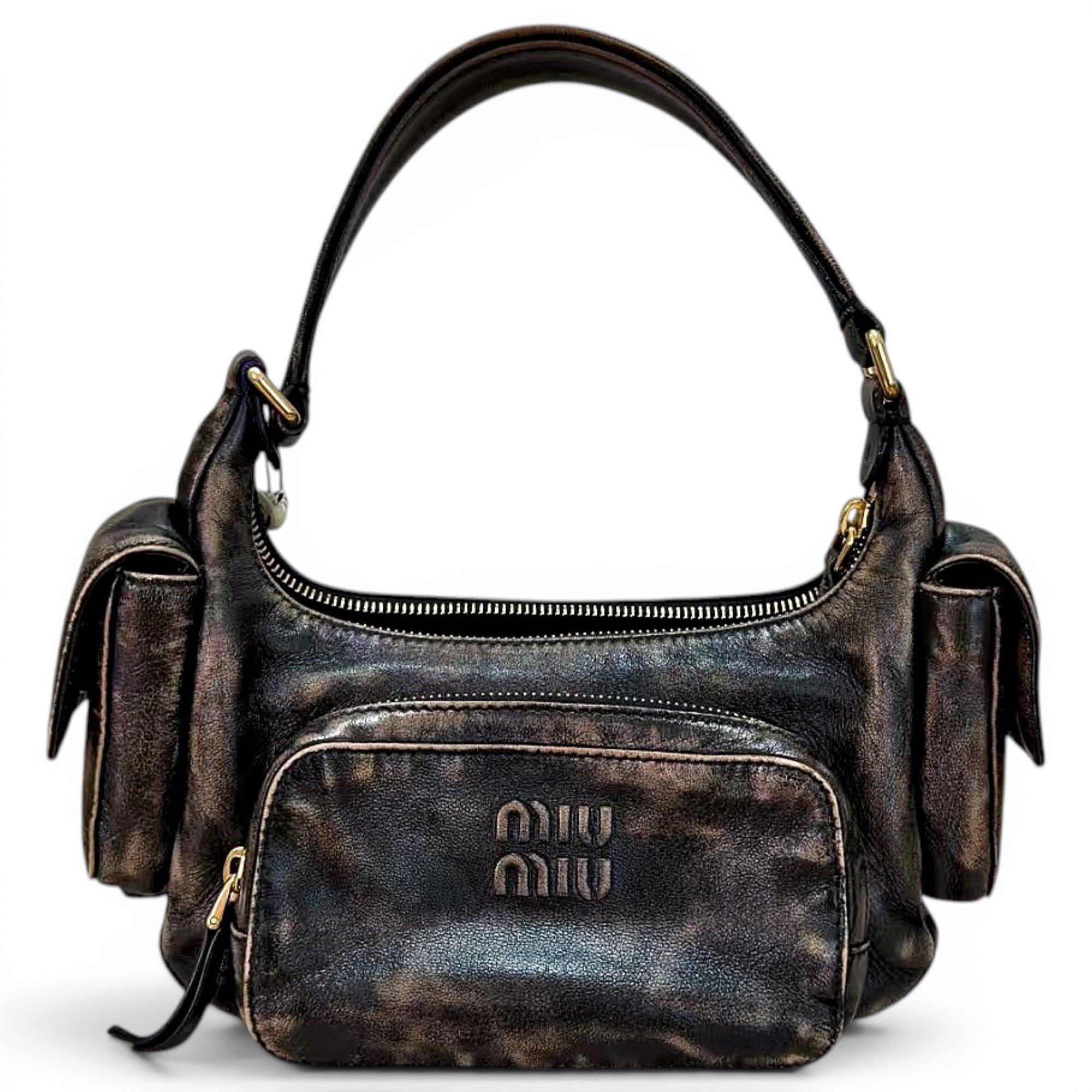 Pocket leather handbag