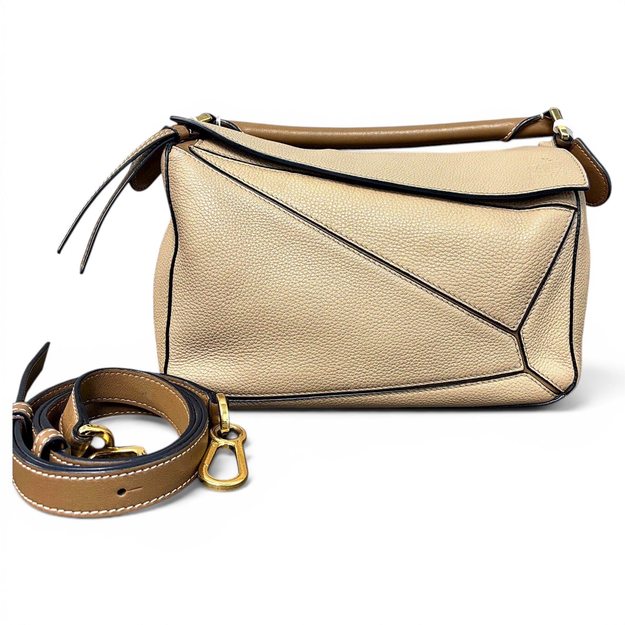 Puzzle leather handbag