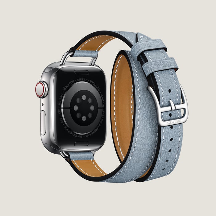 Bleu Lin Band Apple Watch Hermes Double Tour 41 mm attelage