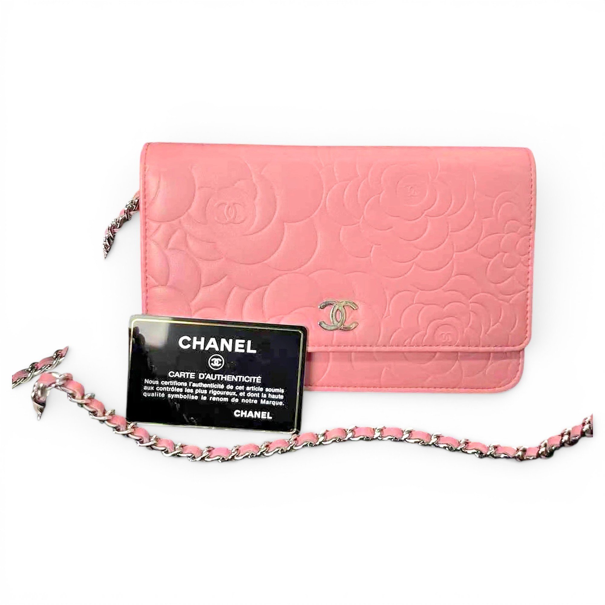 Trendy CC Wallet on Chain leather handbag