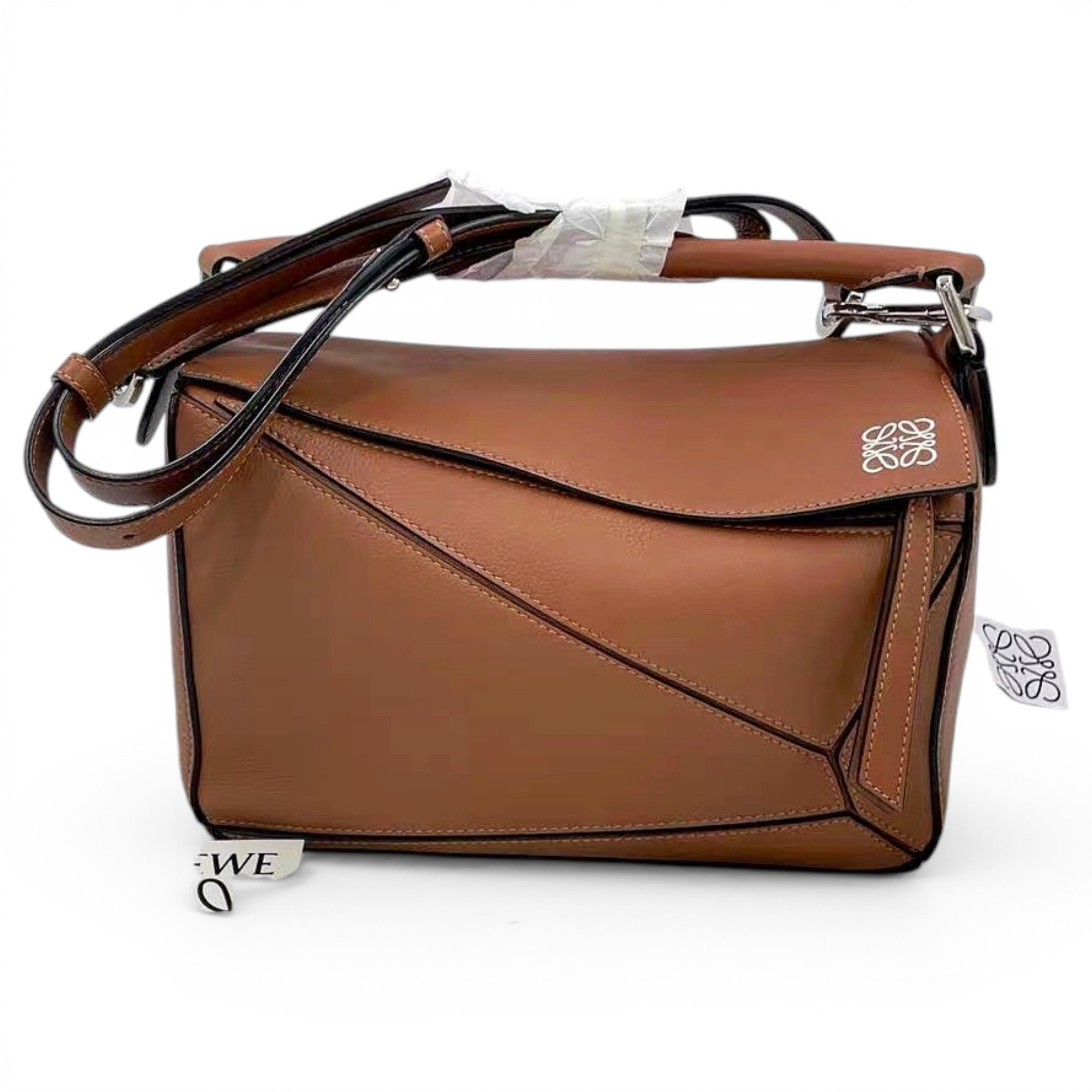 Puzzle leather handbag