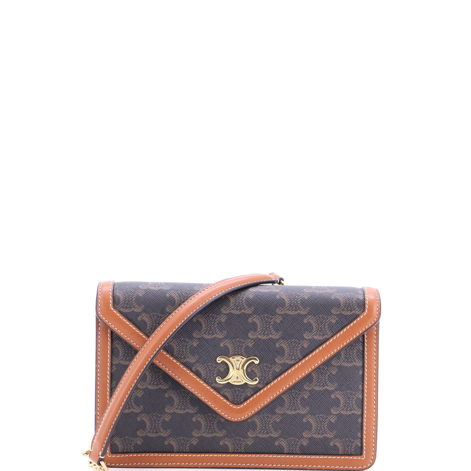 Triomphe Envelope Flap Wallet on Chain Triomphe Coated Canvas