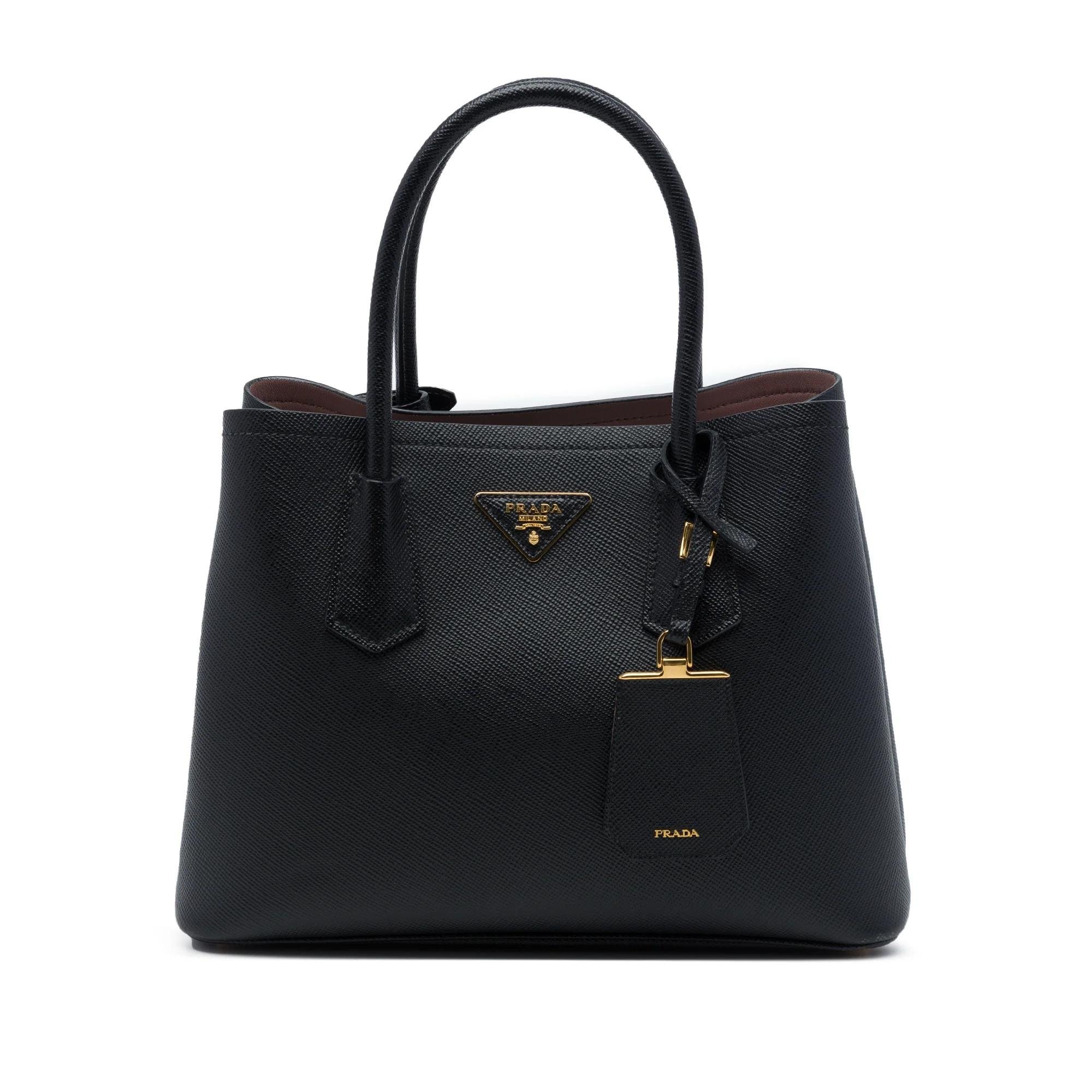 Double leather handbag
