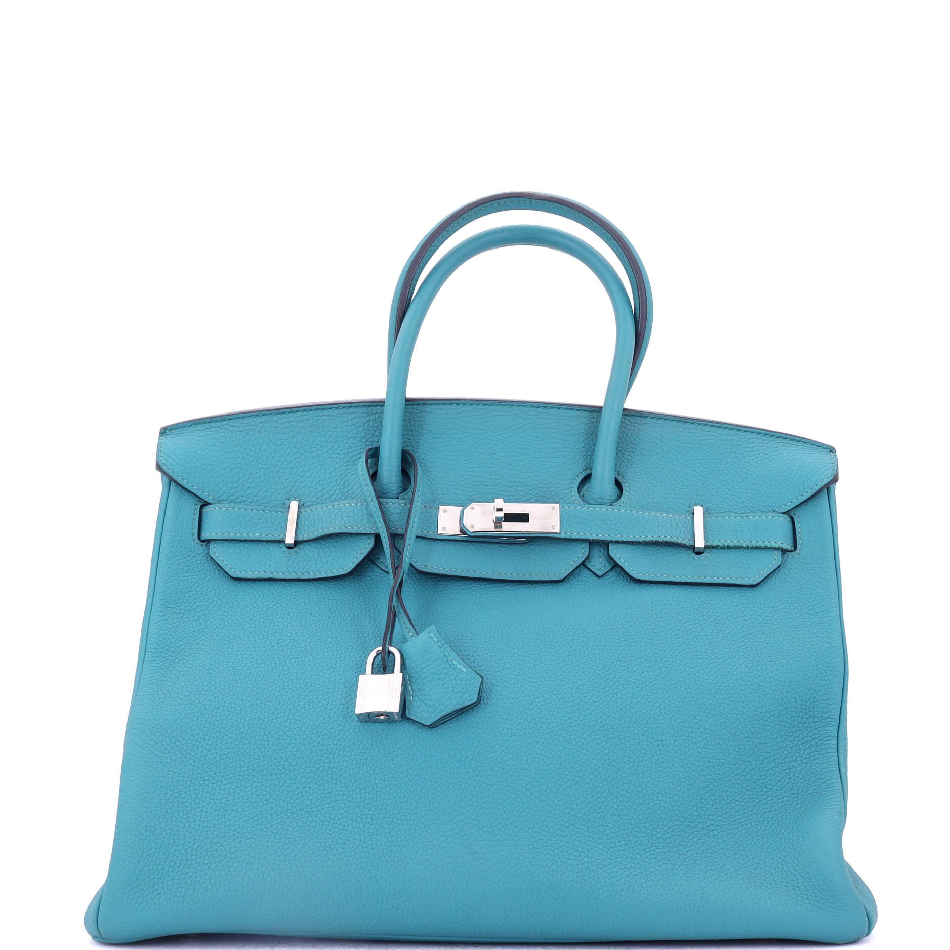 Hermes Birkin Handbag Turquoise Togo with Palladium Hardware 35