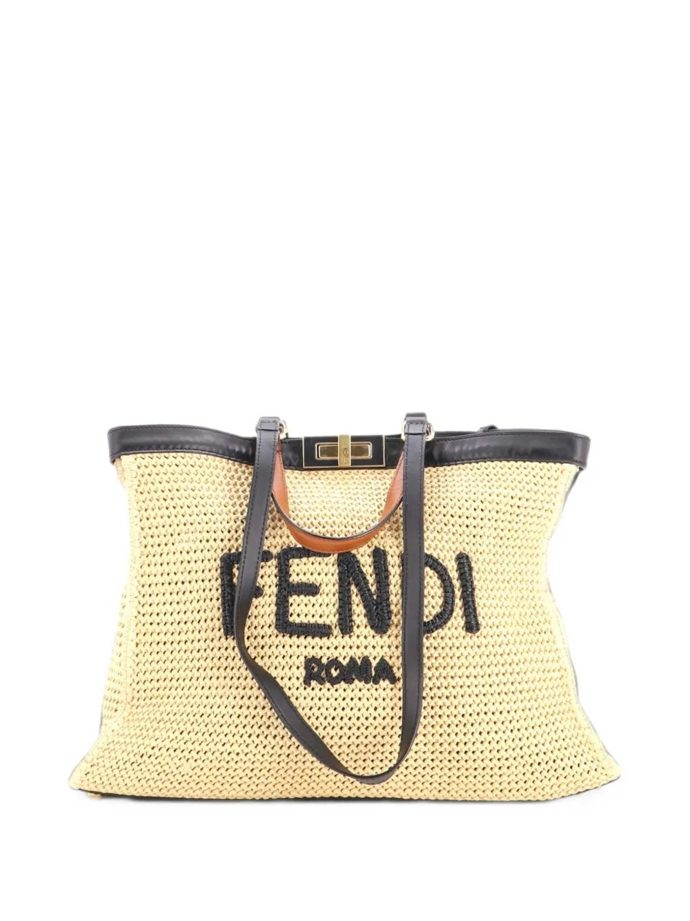 Peekaboo X- Raffia Medium tote bag