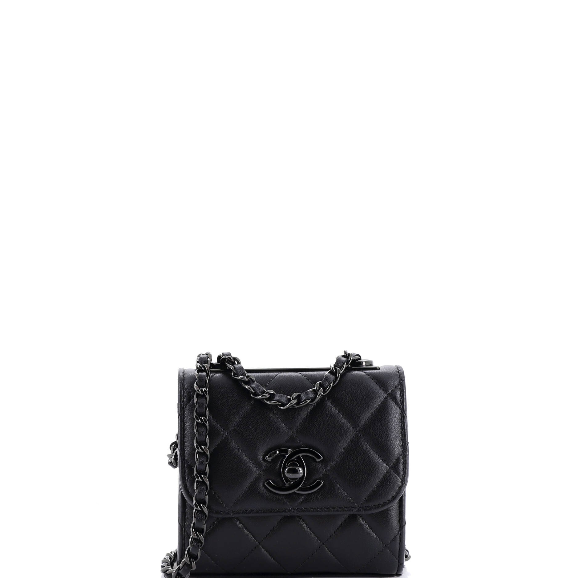 Chanel So Black Trendy CC Clutch with Chain Quilted Lambskin Small