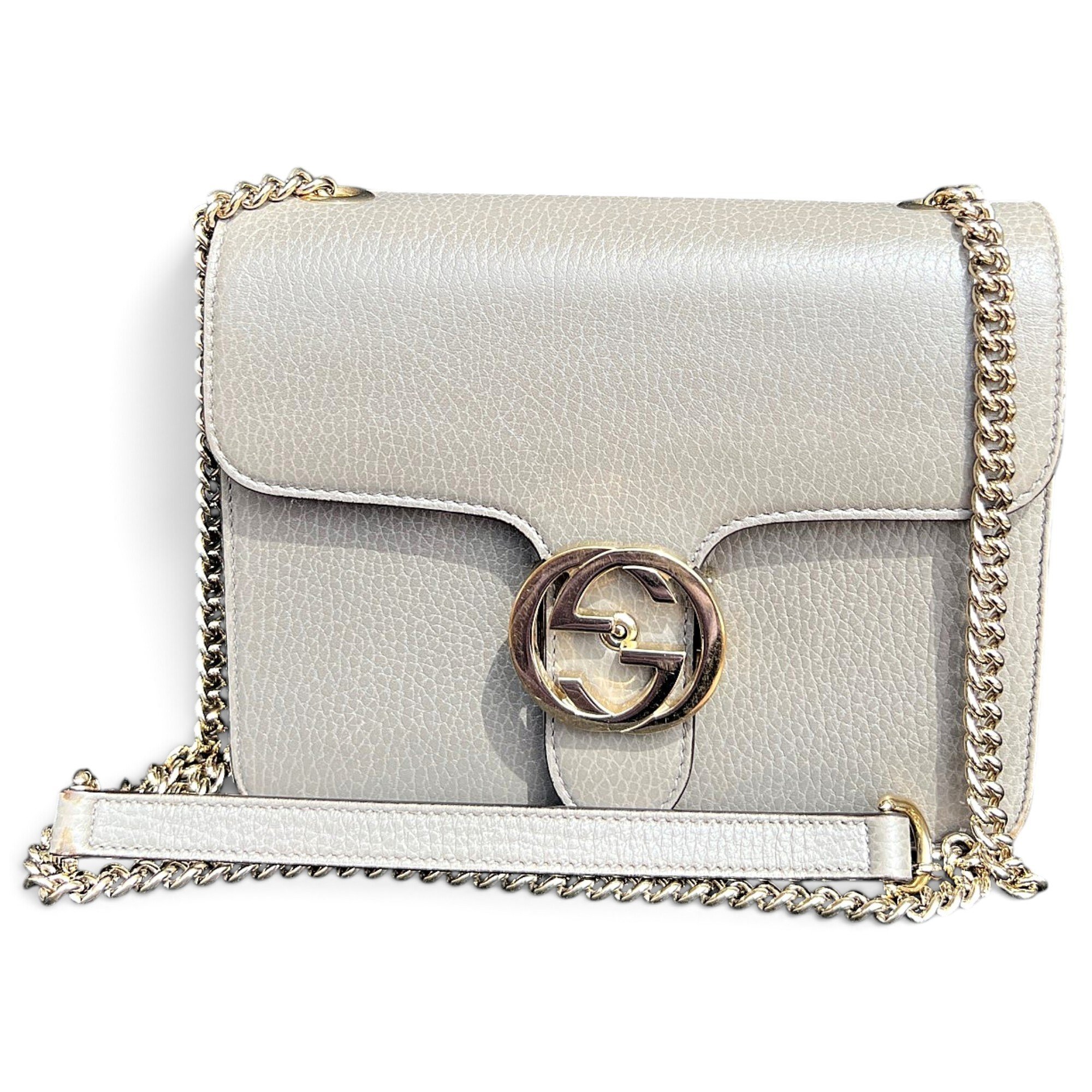 Interlocking leather handbag