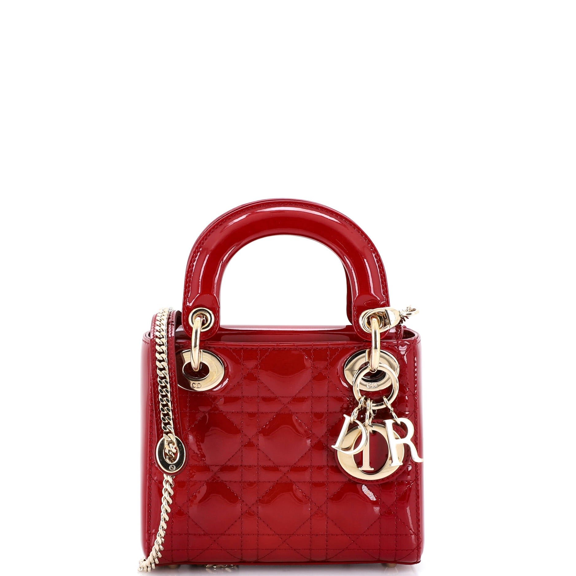 Lady Dior Chain Bag Cannage Quilt Patent Mini
