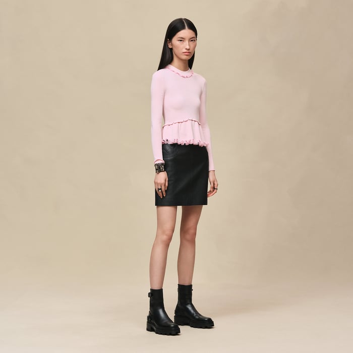 Rose Craie Pull Manches Longues Bijoux