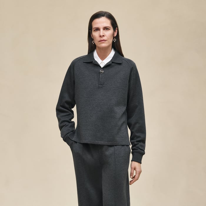 Gris Obscur Polo Shirt Ith Raglan Sleeves