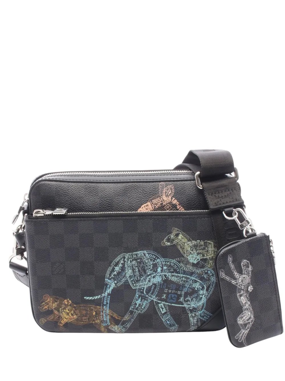 2021-2026 Damier Graphite Animal Print Trio Messenger crossbody bag