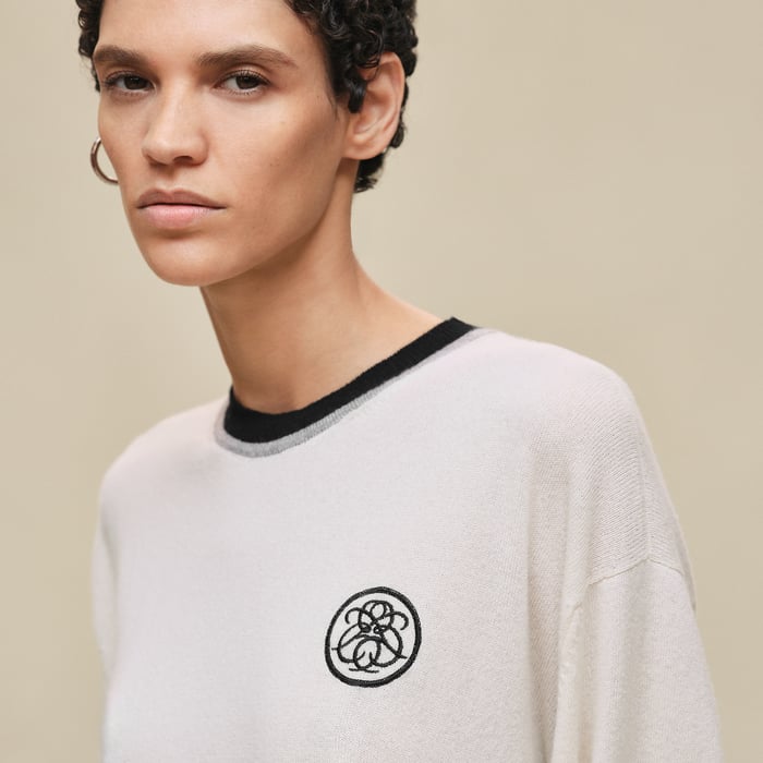 Blanc Nacre "Ex-libris" Long-sleeve Tunic Sweater