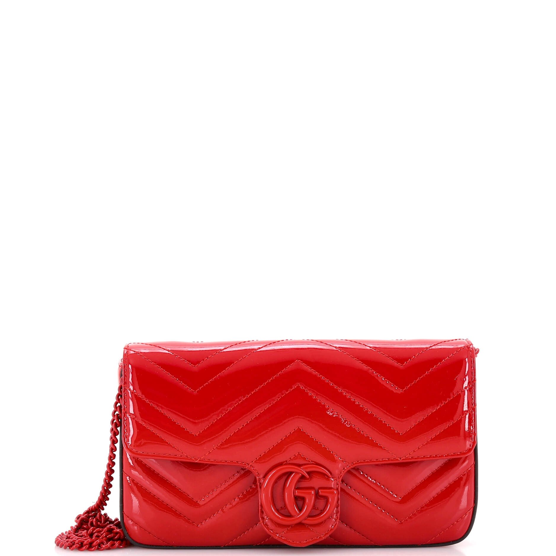 Gucci GG Marmont Flap Bag Matelasse Patent Mini