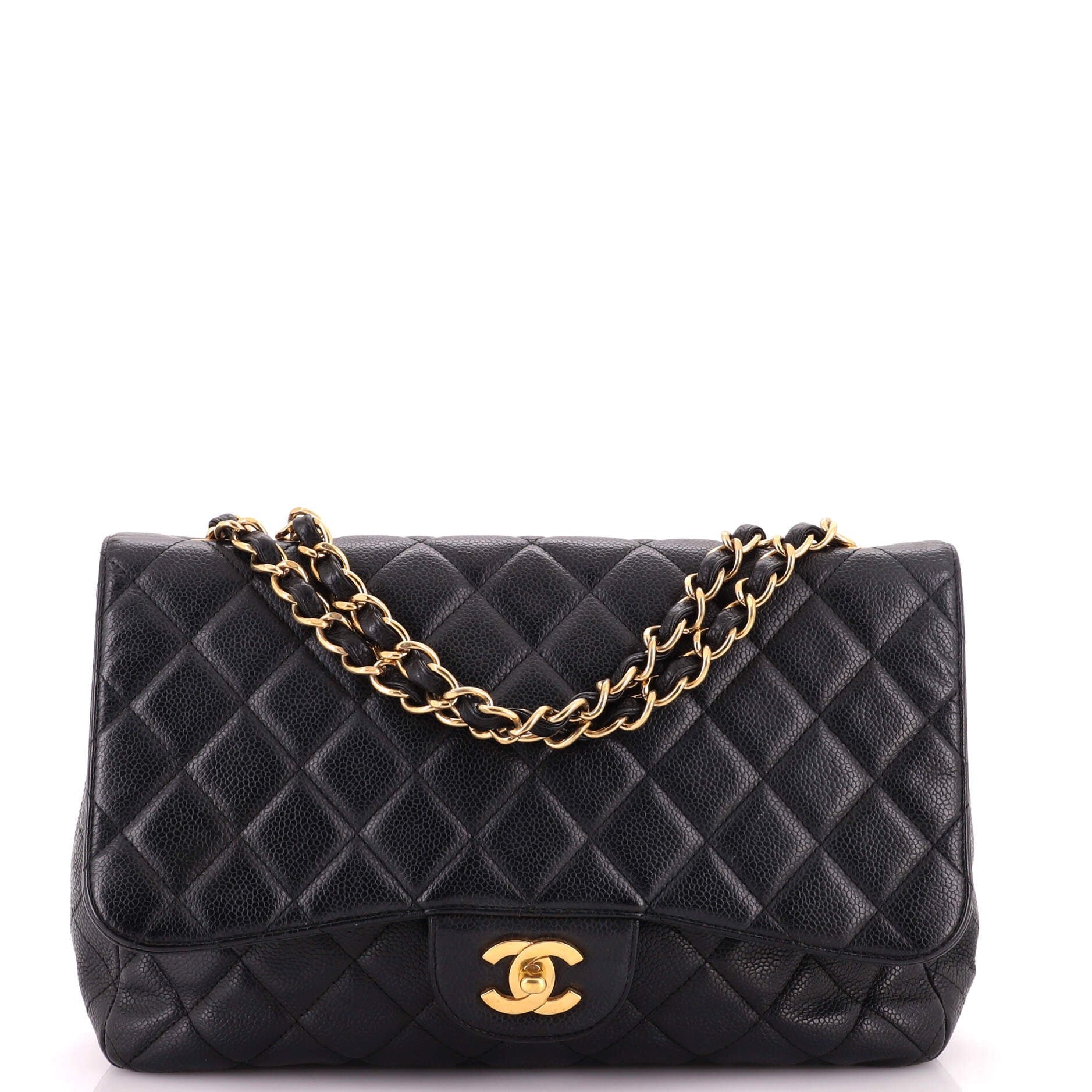 Vintage Classic Single Flap Bag Quilted Caviar Jumbo