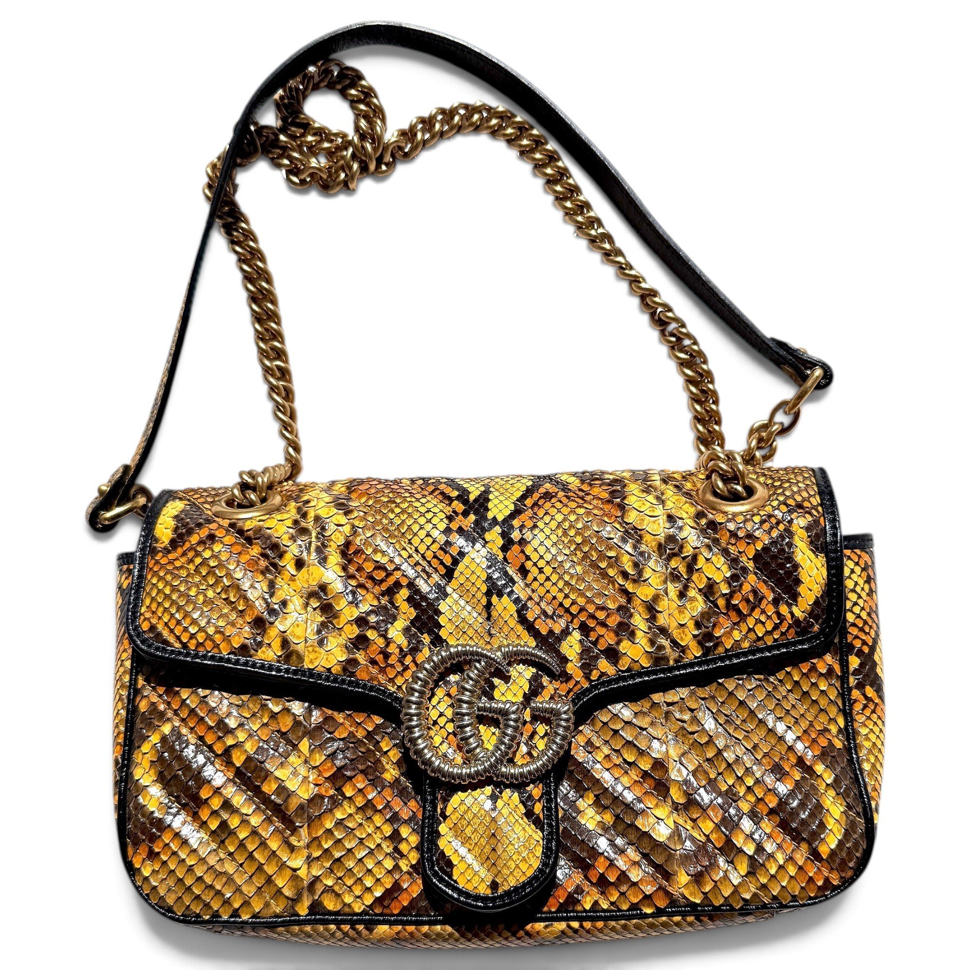 GG Marmont Chain Flap python crossbody bag