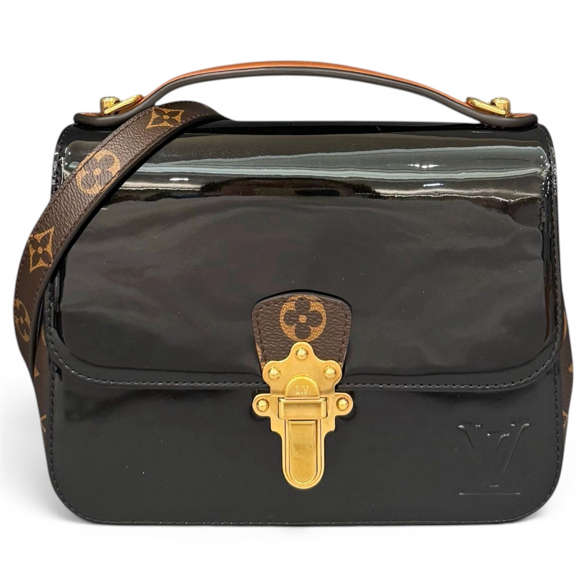 Patent leather satchel