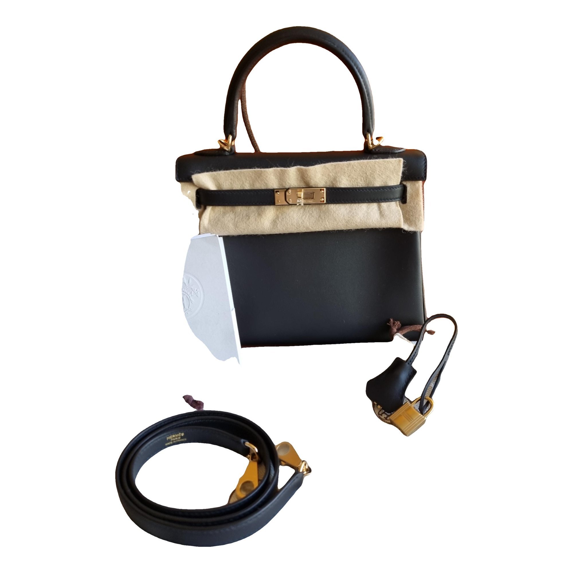 Hermes Kelly 25 Handbag Black Swift Leather