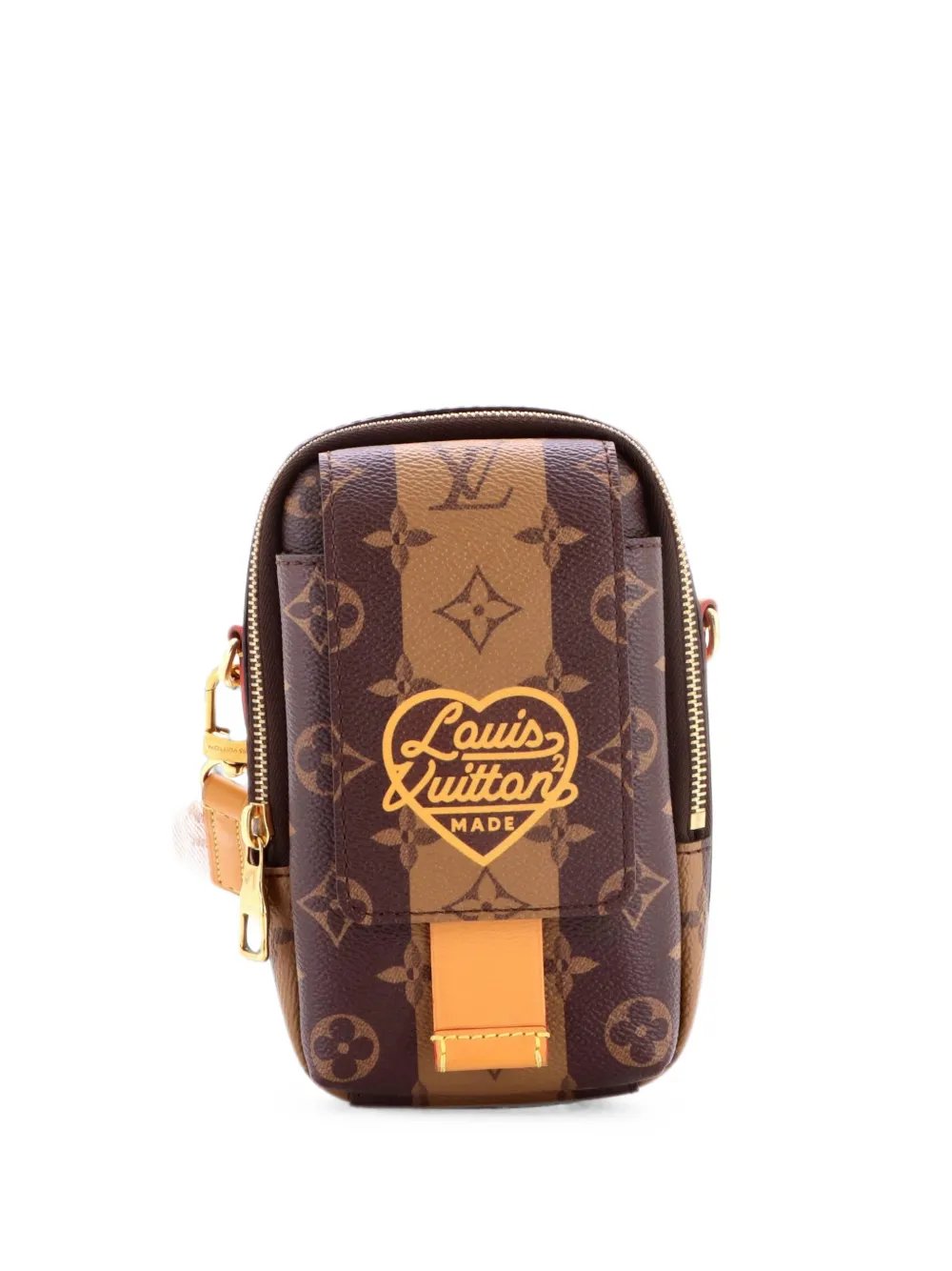 Nigo Flap Double Phone Pouch Limited Edition Stripes Monogram Canvas crossbody bag