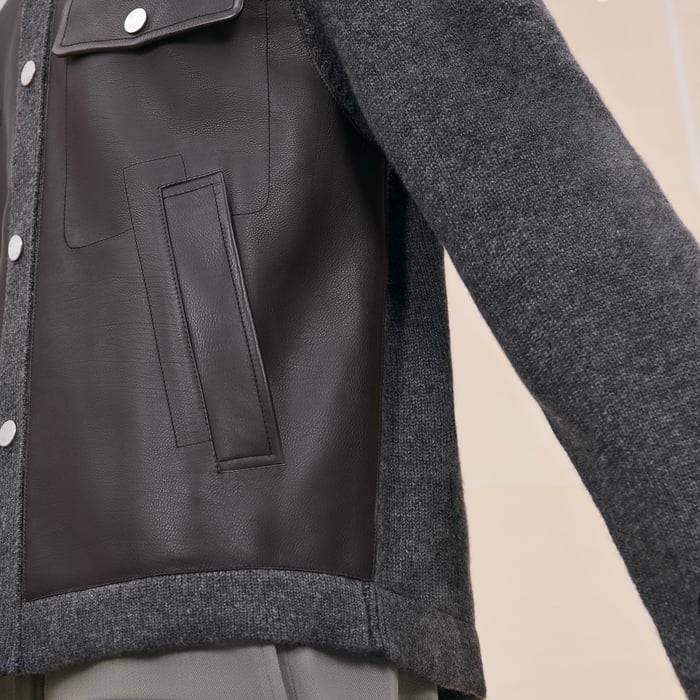 Anthracite "Devant Cuir Empreinte Sellier" Overshirt
