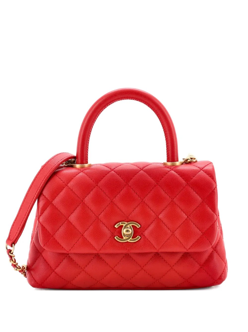 Coco Top Handle Bag Quilted Caviar Mini satchel