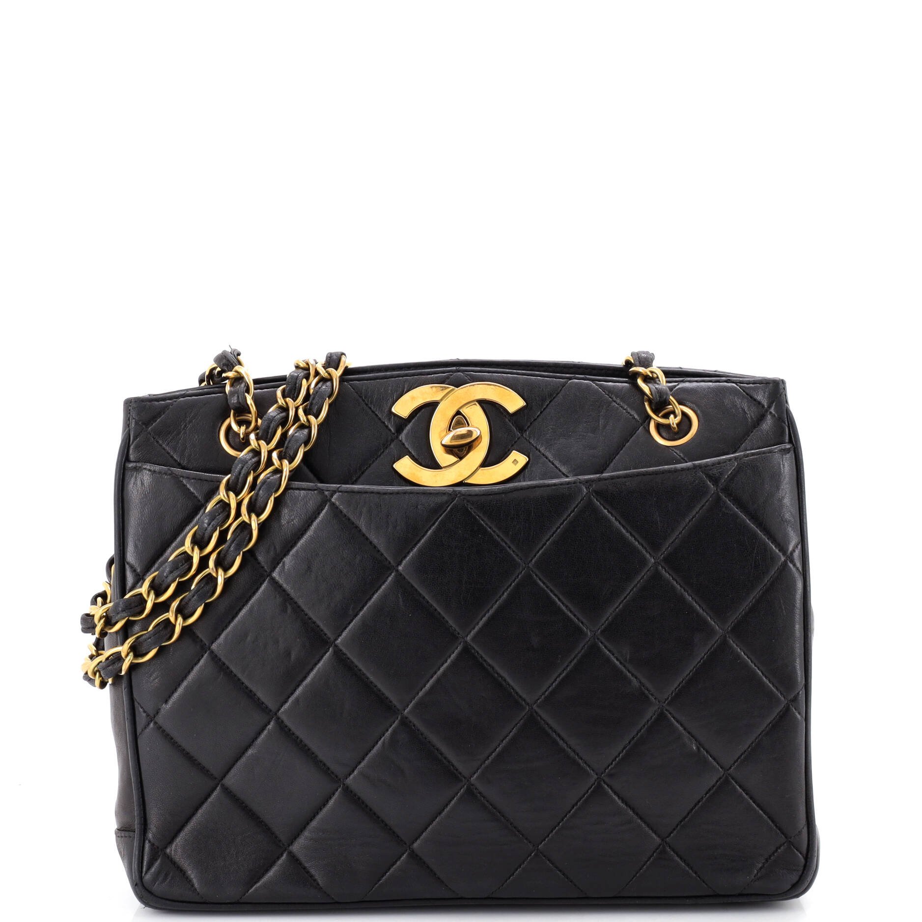 Vintage CC Lock Pocket Chain Tote Quilted Lambskin Medium
