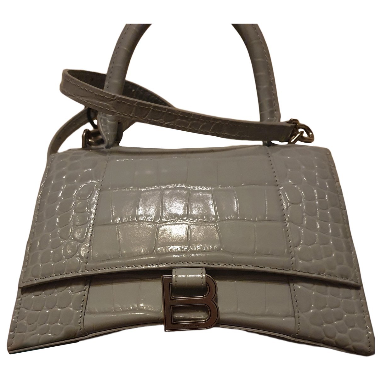 Hourglass patent leather handbag