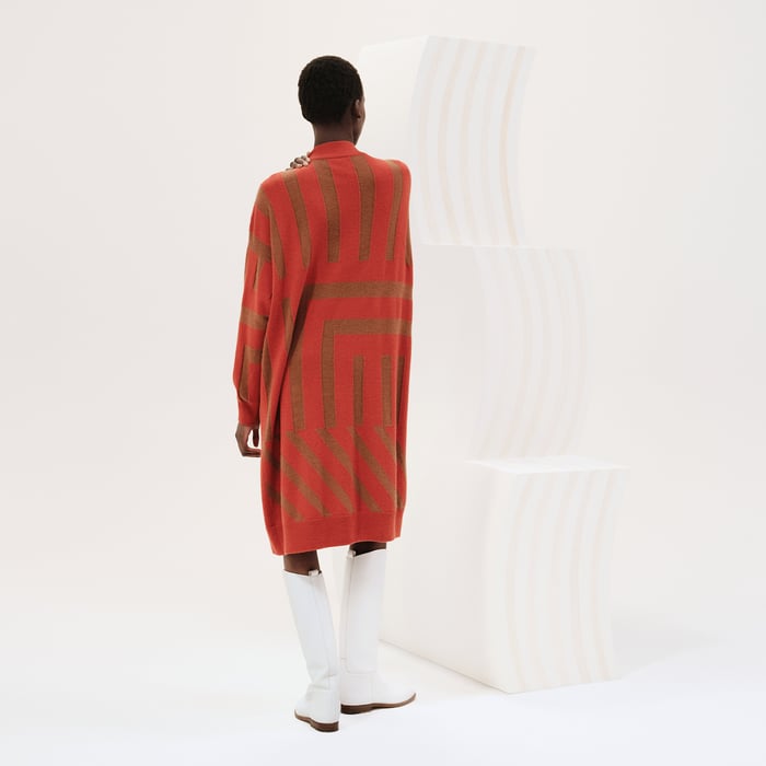 Marron Terracotta Long Cardigan