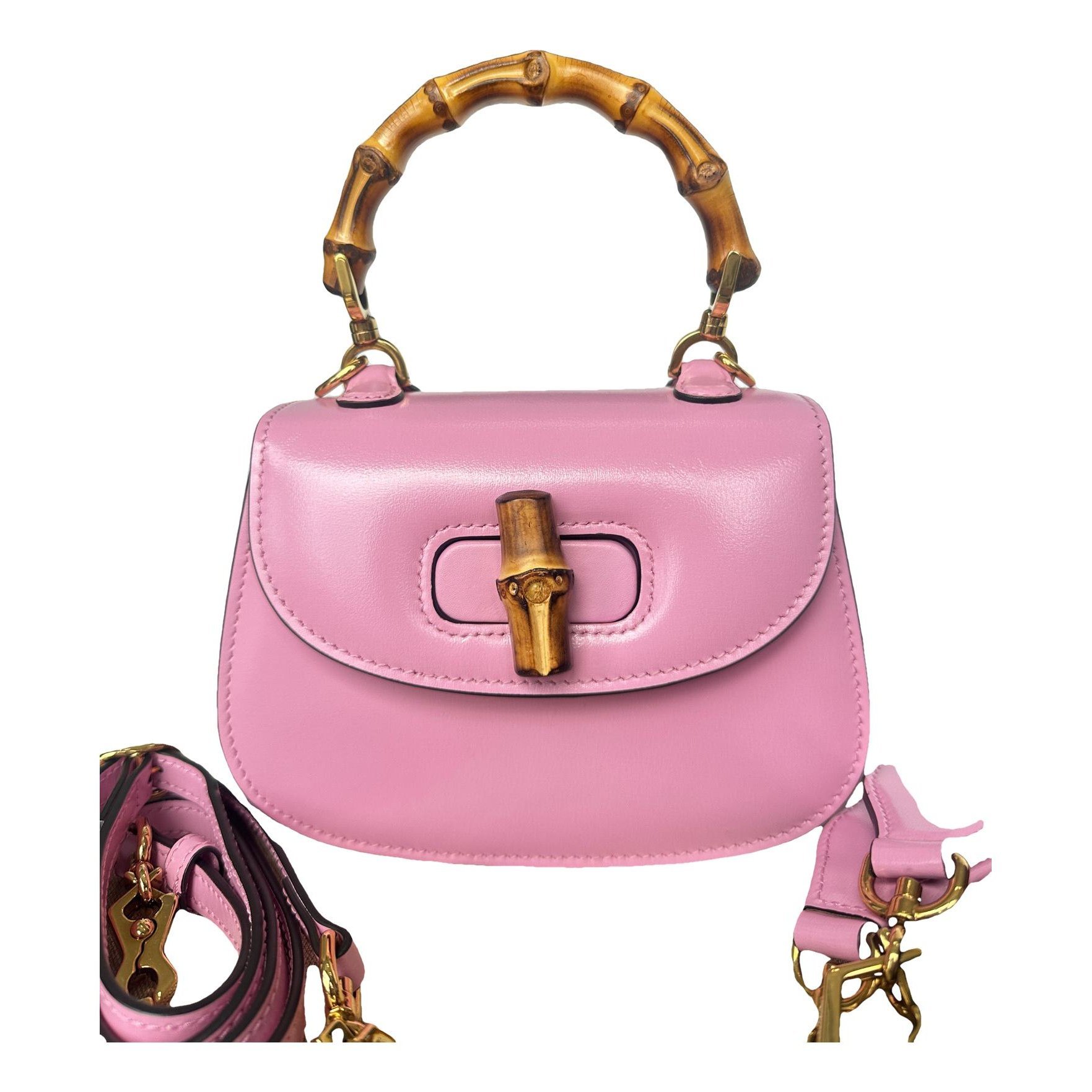 Convertible Bamboo Top Handle leather handbag