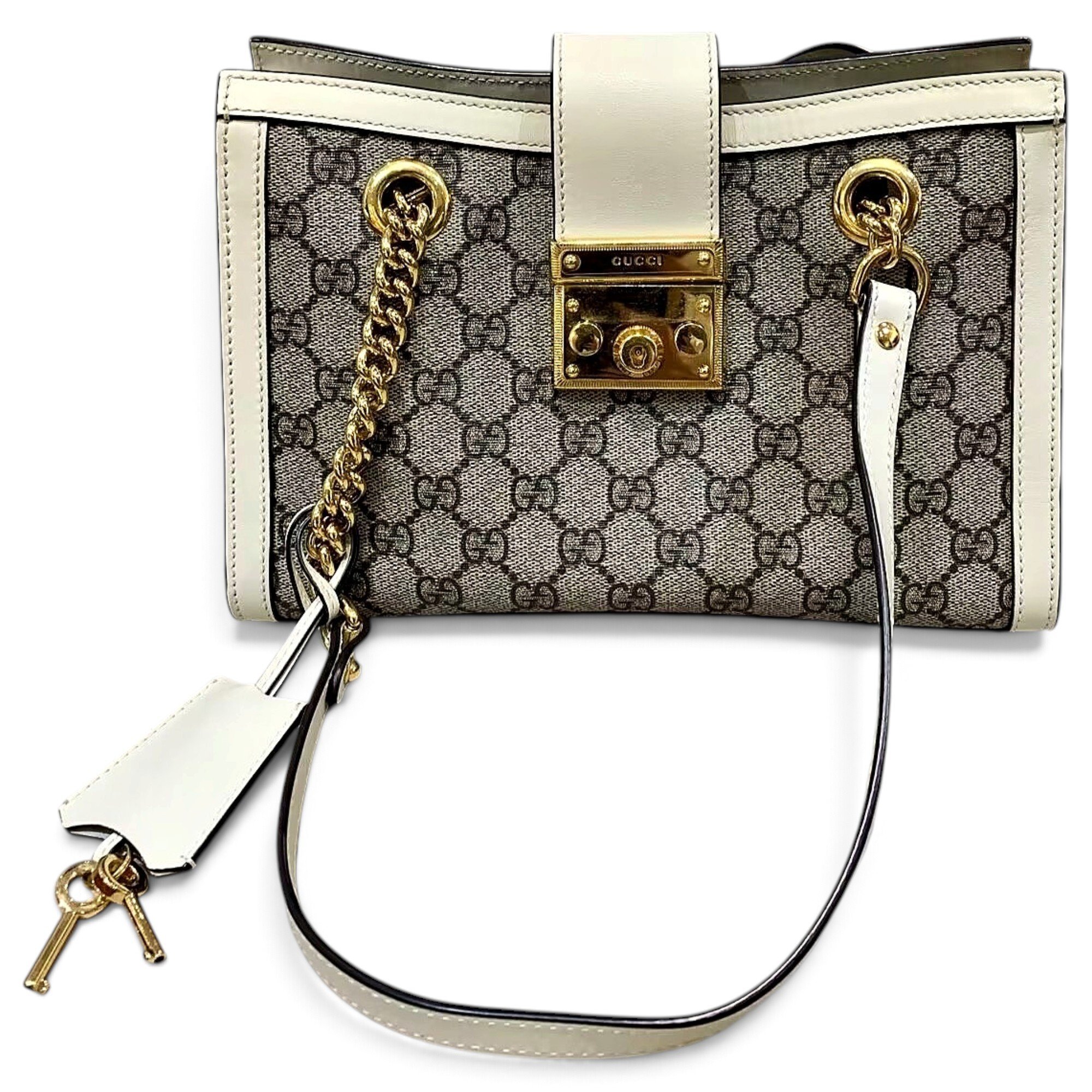 Padlock leather handbag