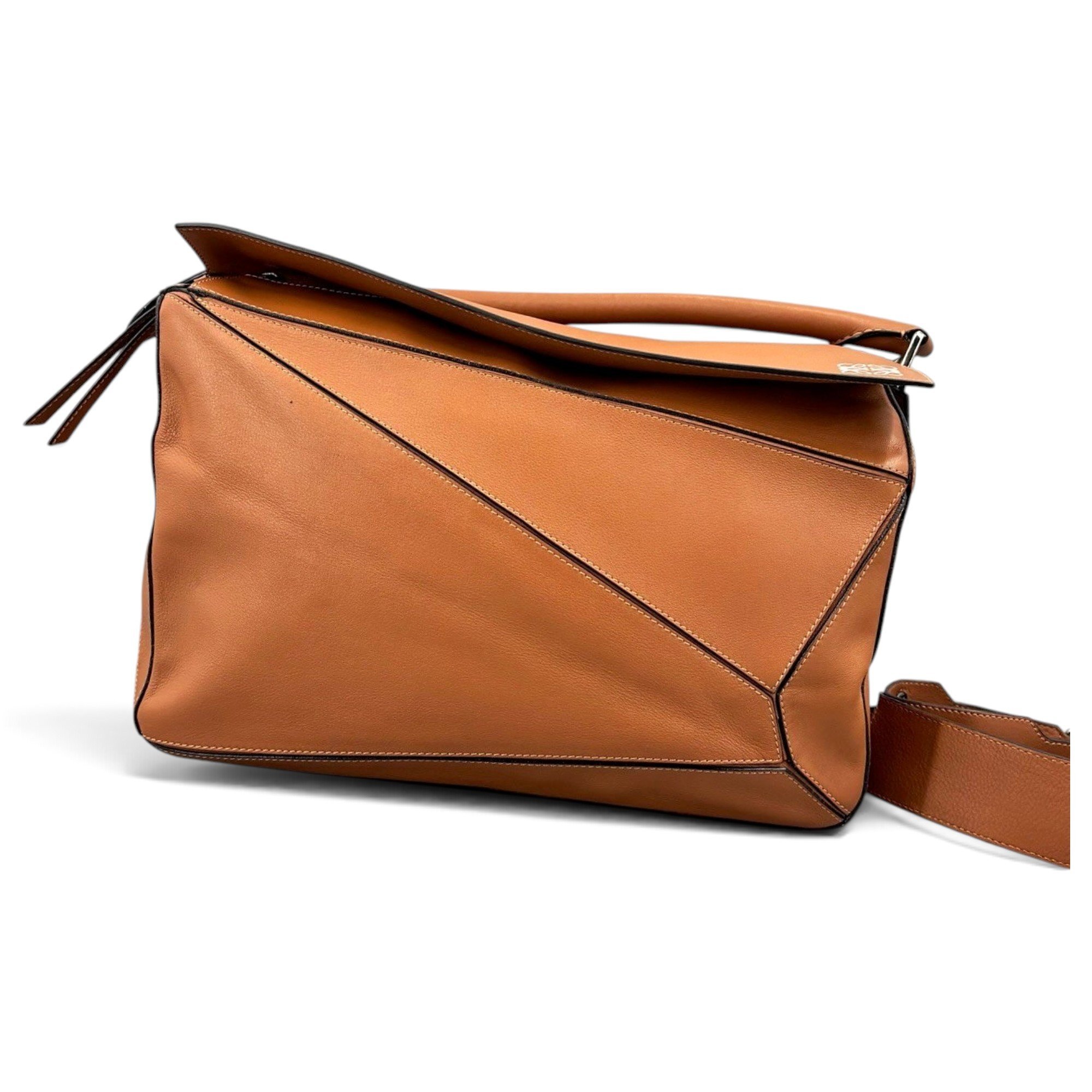 Puzzle leather handbag