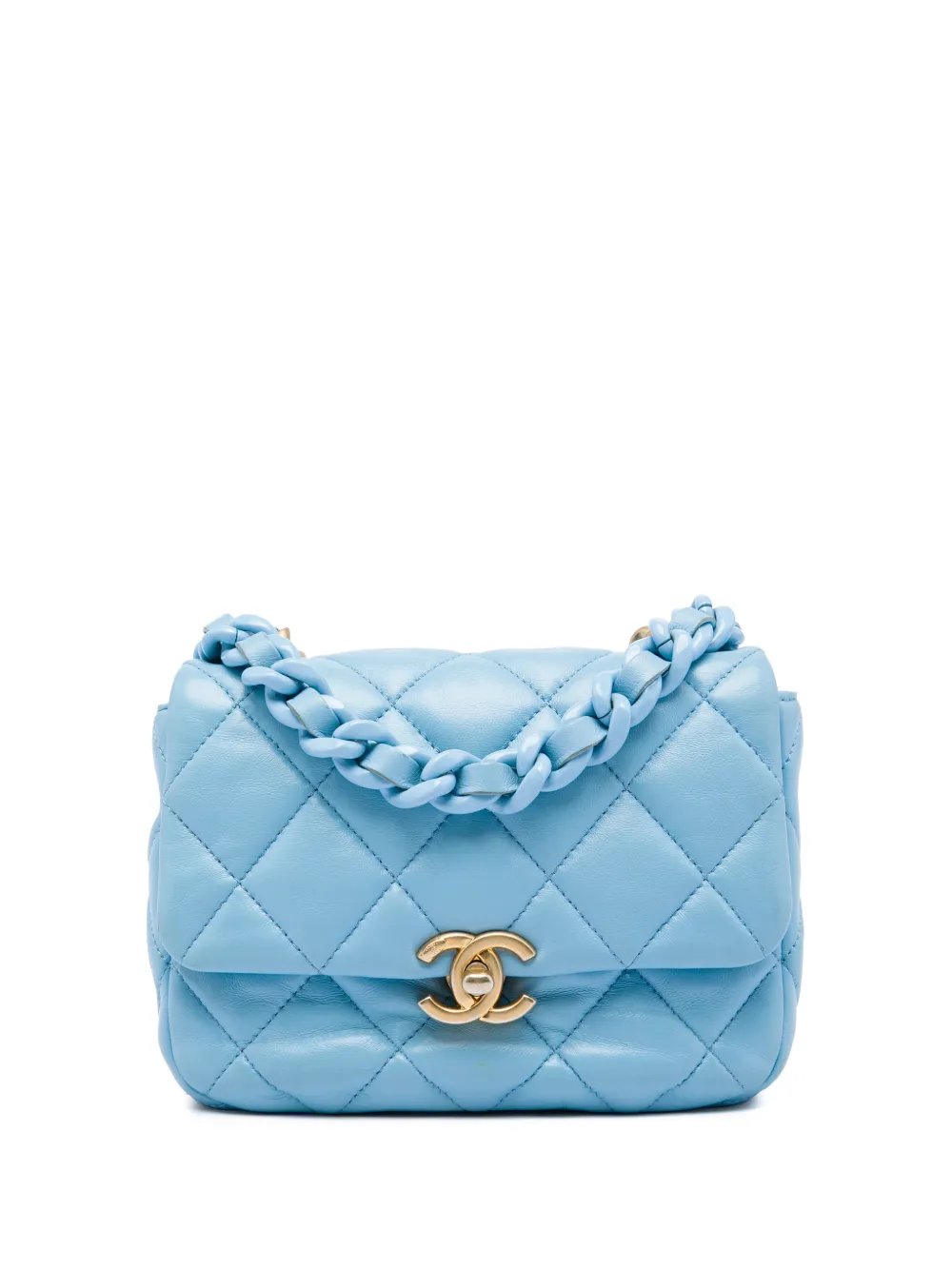 2021-2026 Mini Quilted Lambskin Lacquered Chain Flap crossbody bag