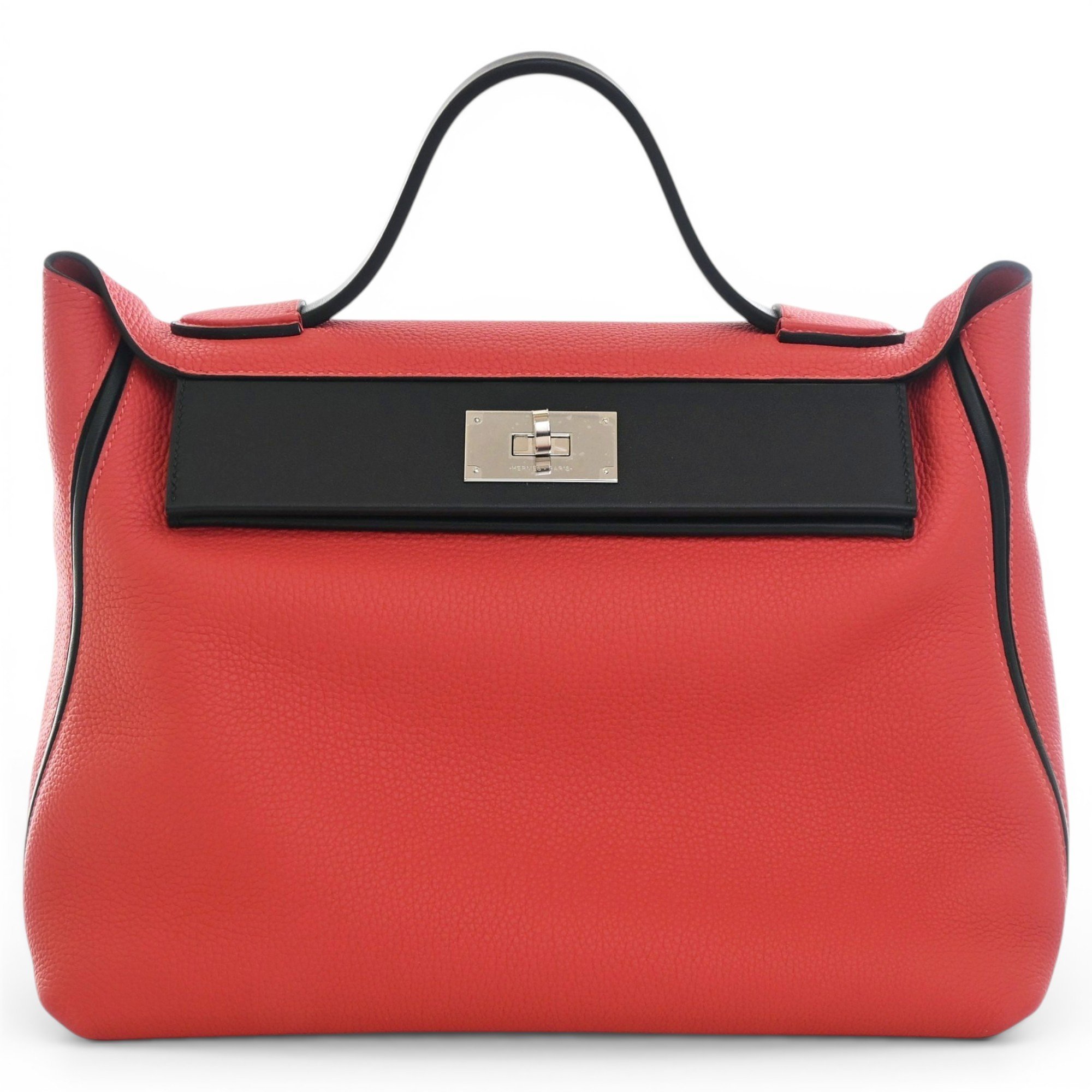 Hermes 24/24 Handbag Rouge Pivoine Clemence Leather 2018