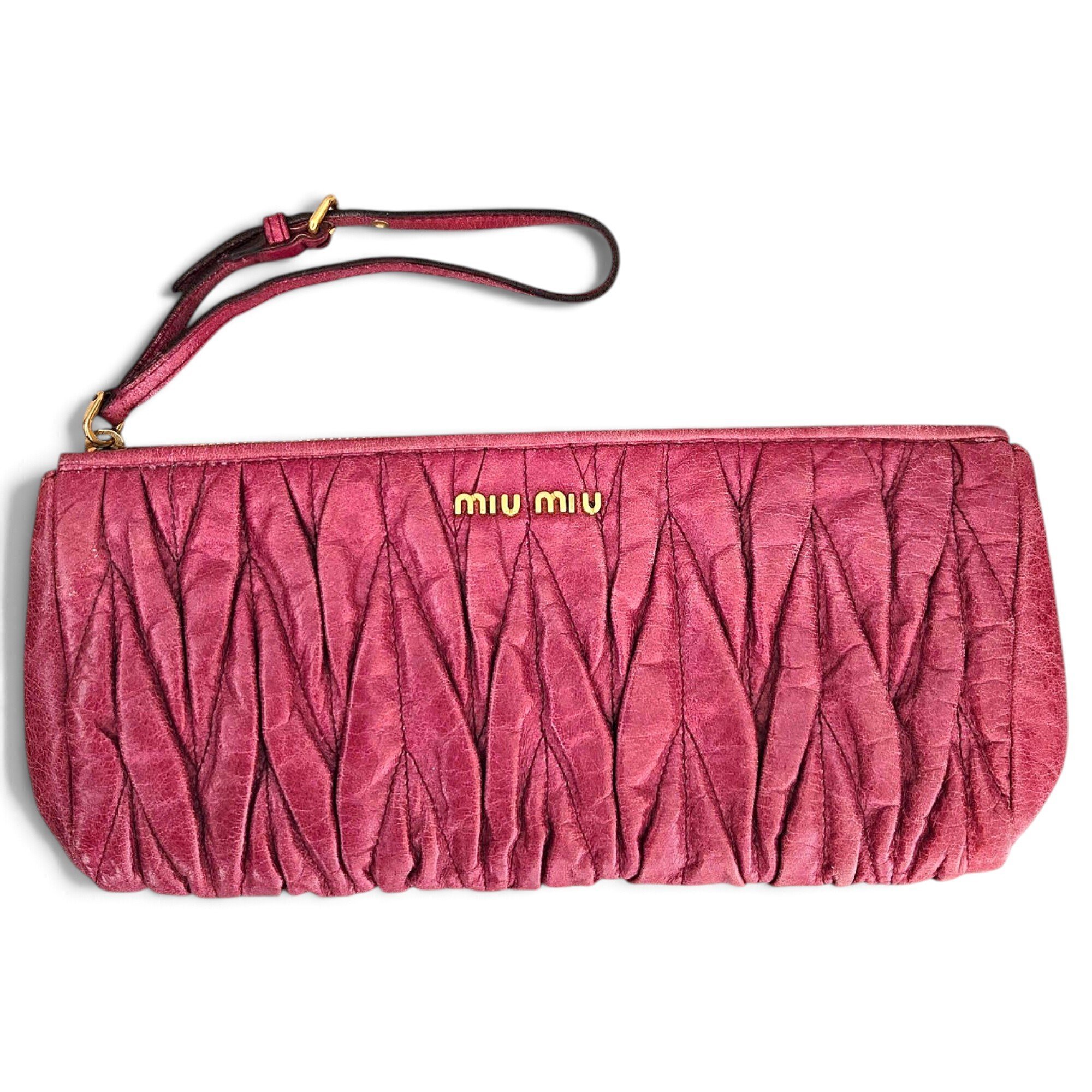 Matelassé leather clutch bag