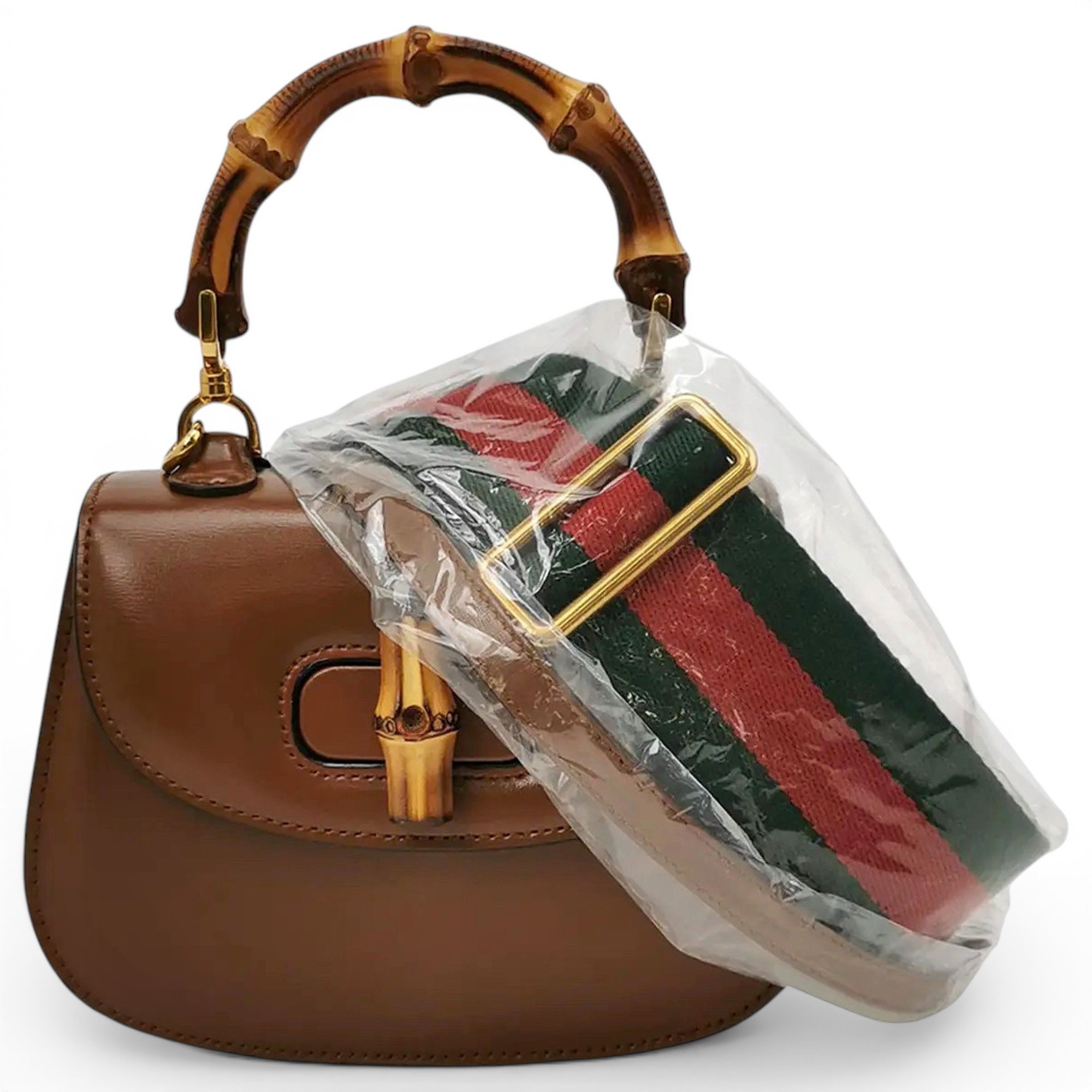 Convertible Bamboo Top Handle leather crossbody bag