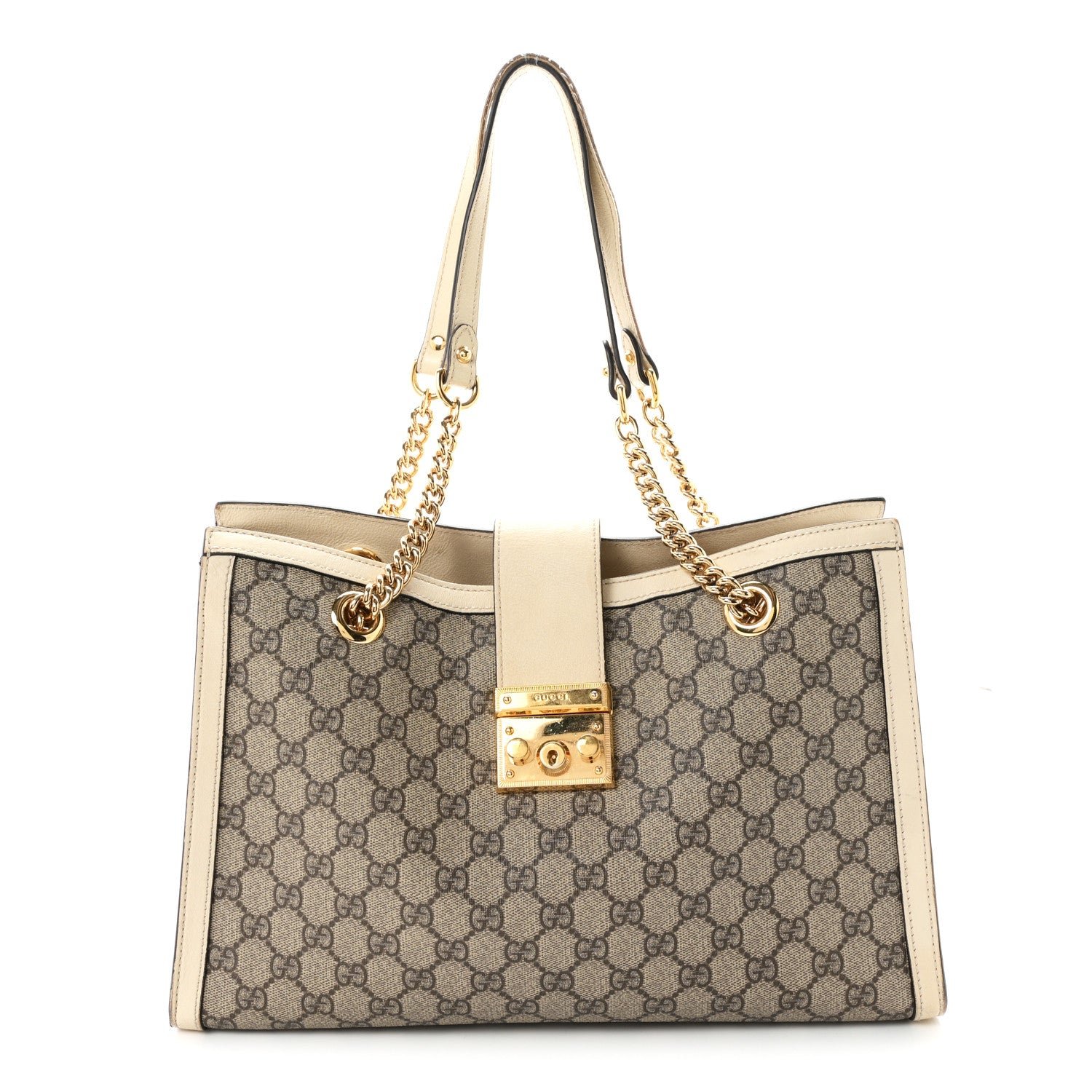 Gucci GG Supreme Monogram Medium Padlock Tote White