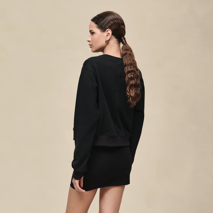Noir Sweatshirt With Embroidered Darts