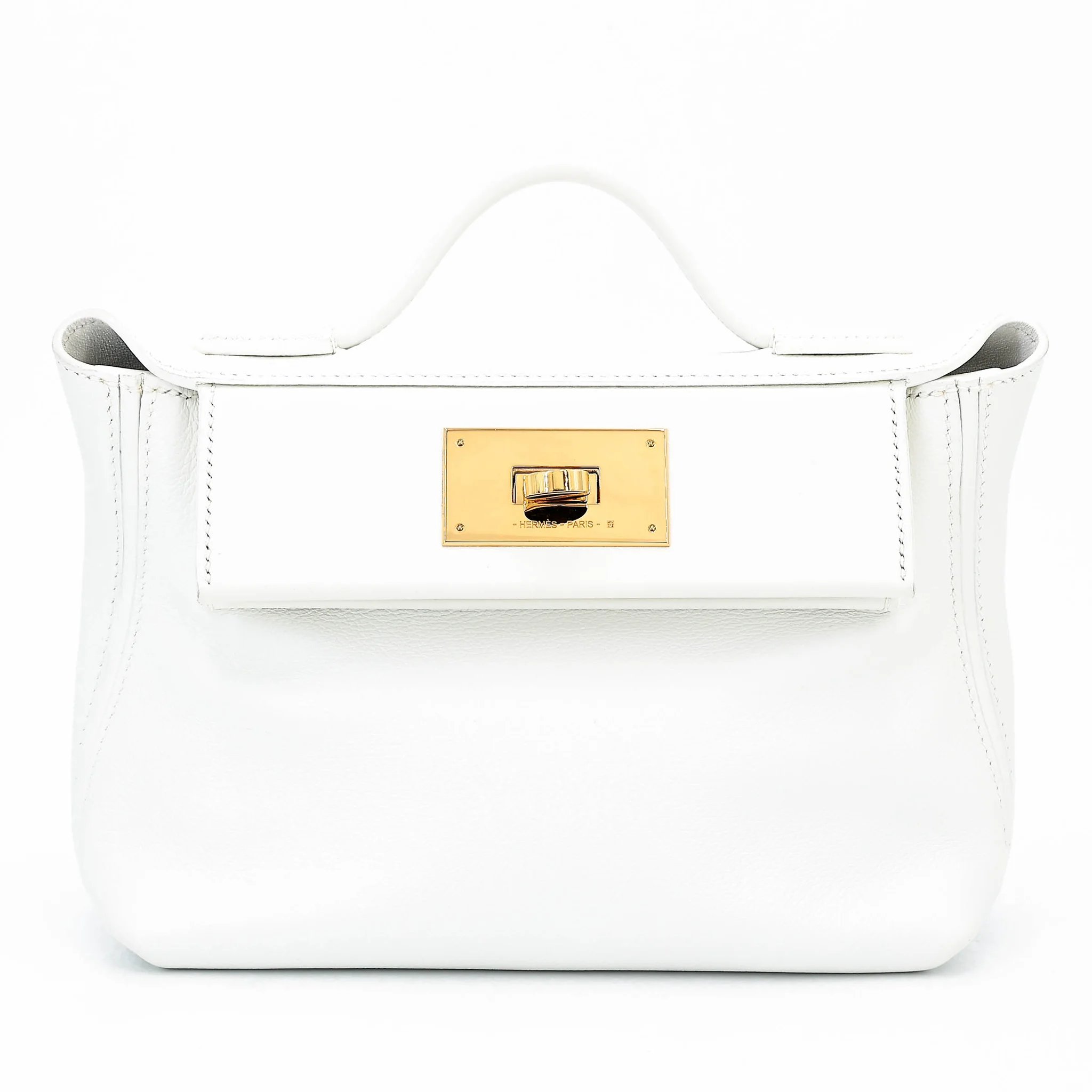 Very Good ( Rank A) HERMÈS 24/24 - 21 mini White (01) Evercolor Swift Gold hardware W (2024)
