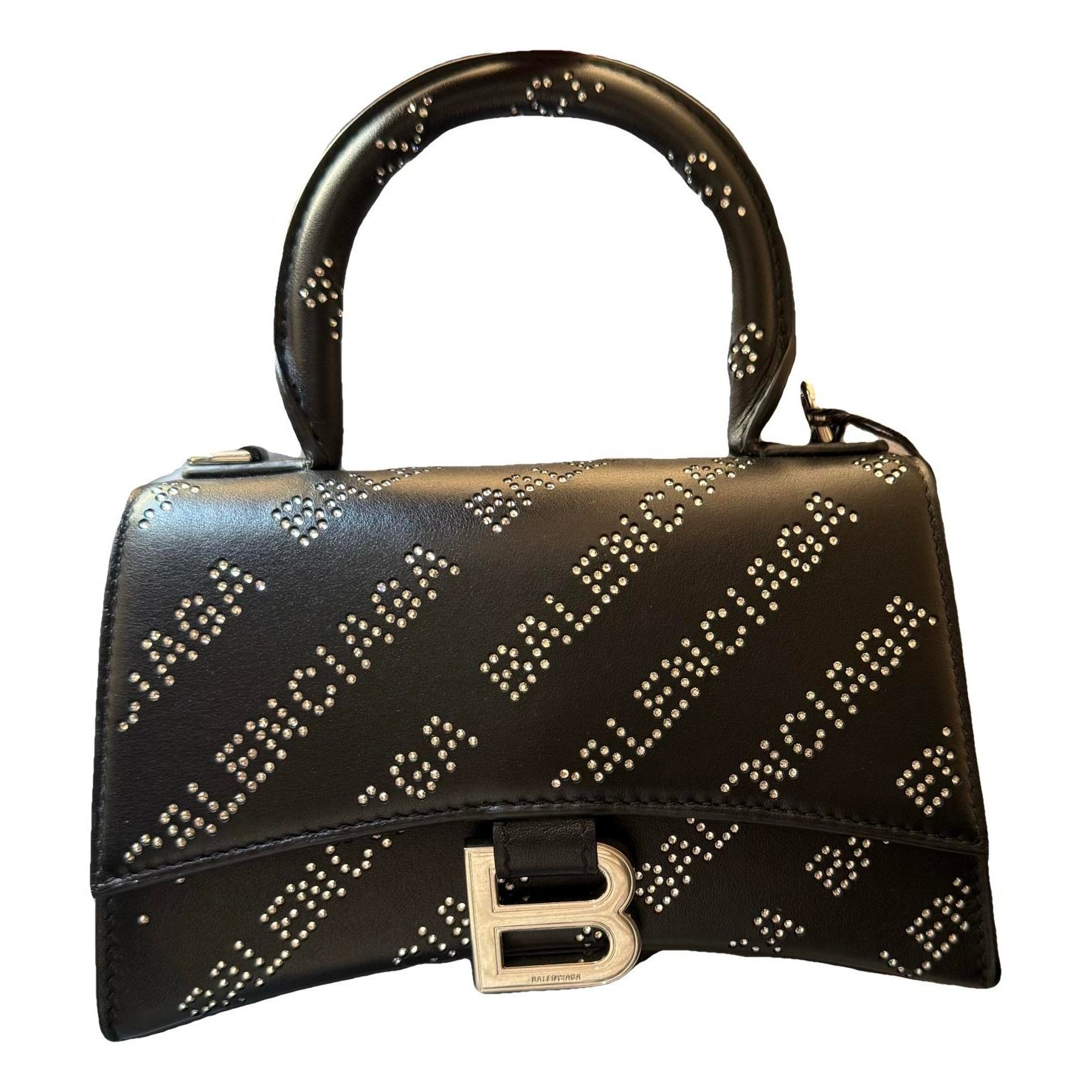 Hourglass leather handbag
