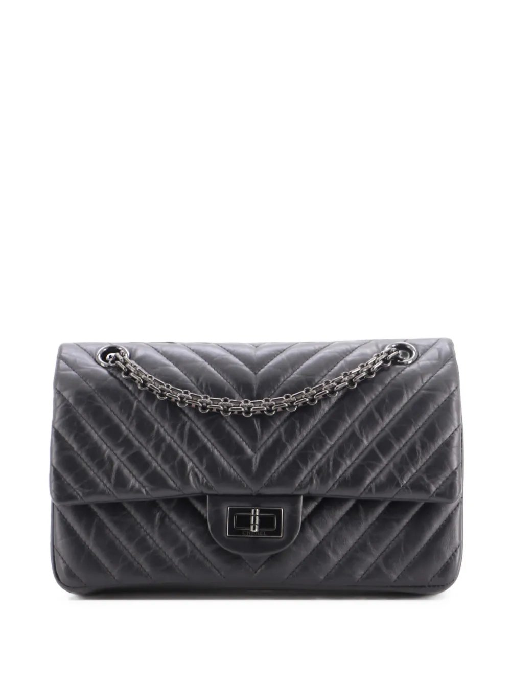 So Black Reissue 2.55 Flap Bag Chevron Aged Calfskin 225 crossbody bag