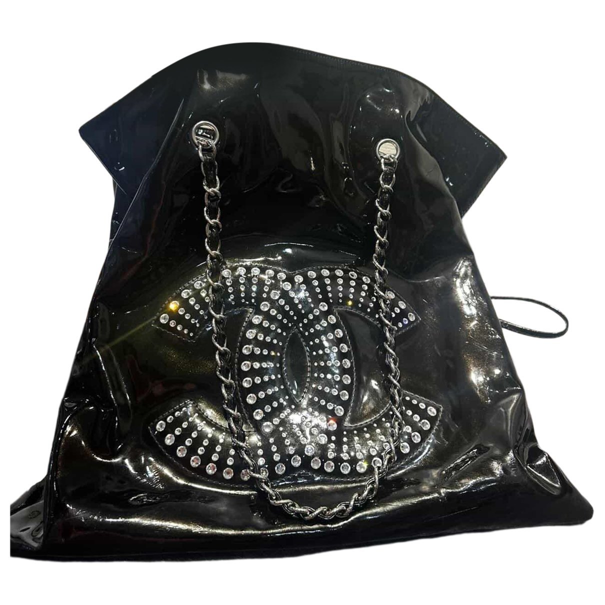 Vintage CC Chain patent leather tote