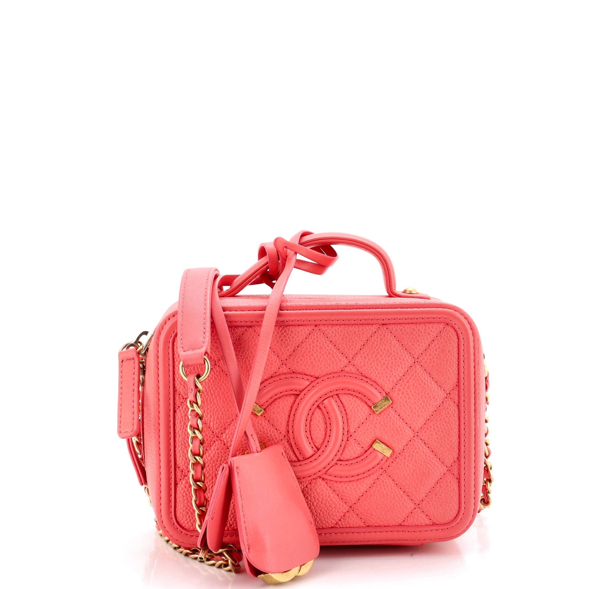 Filigree Vanity Case Quilted Caviar Small