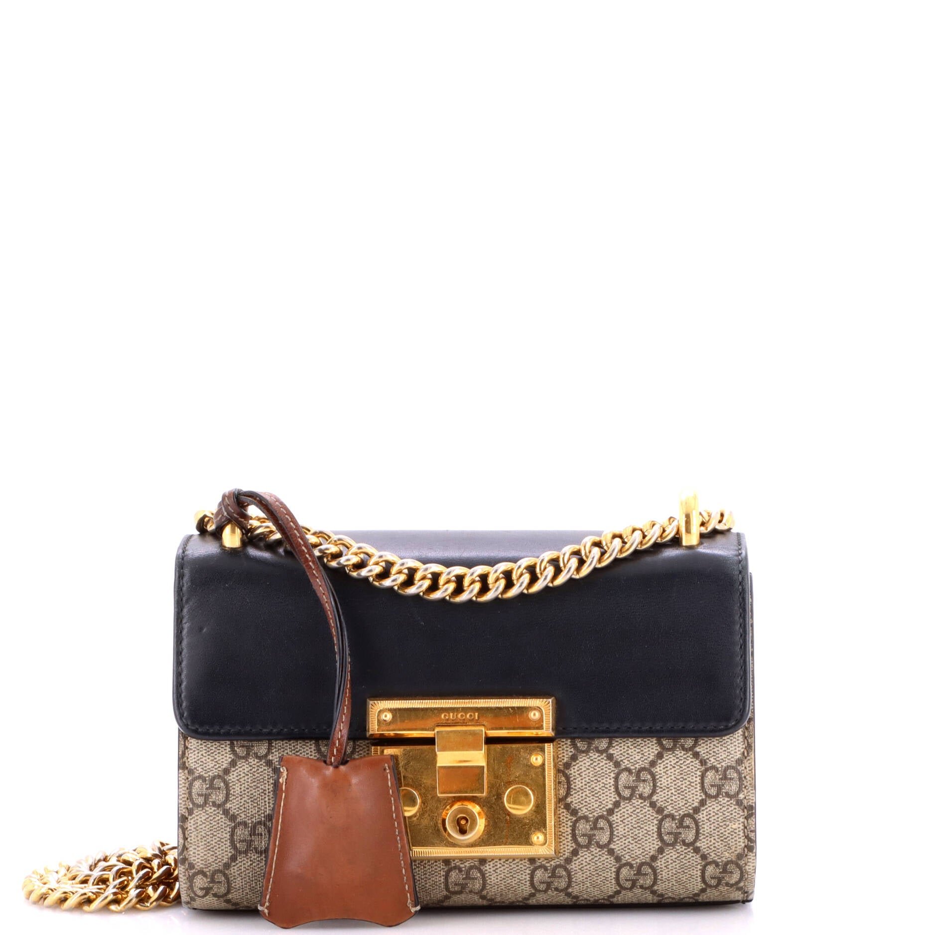 Padlock Shoulder Bag GG Coated Canvas and Leather Small