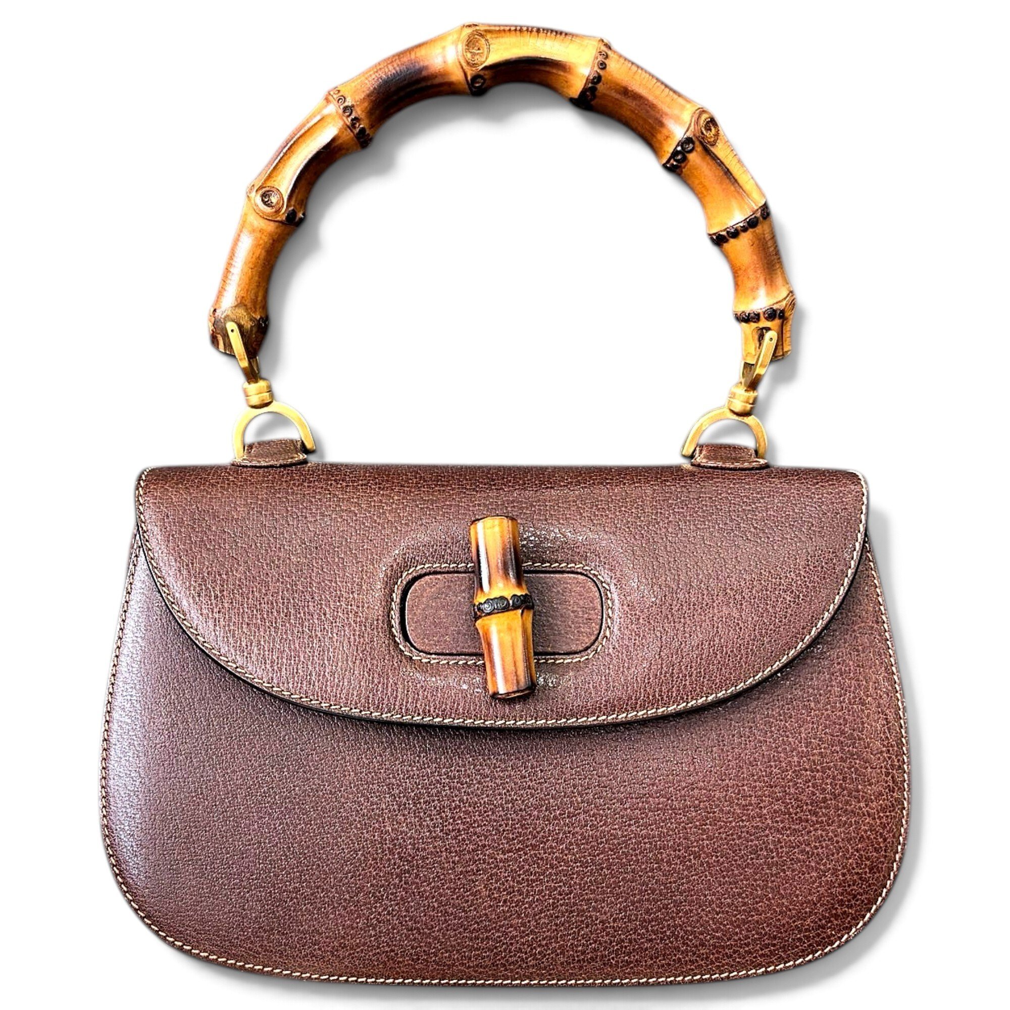Convertible Bamboo Top Handle leather handbag